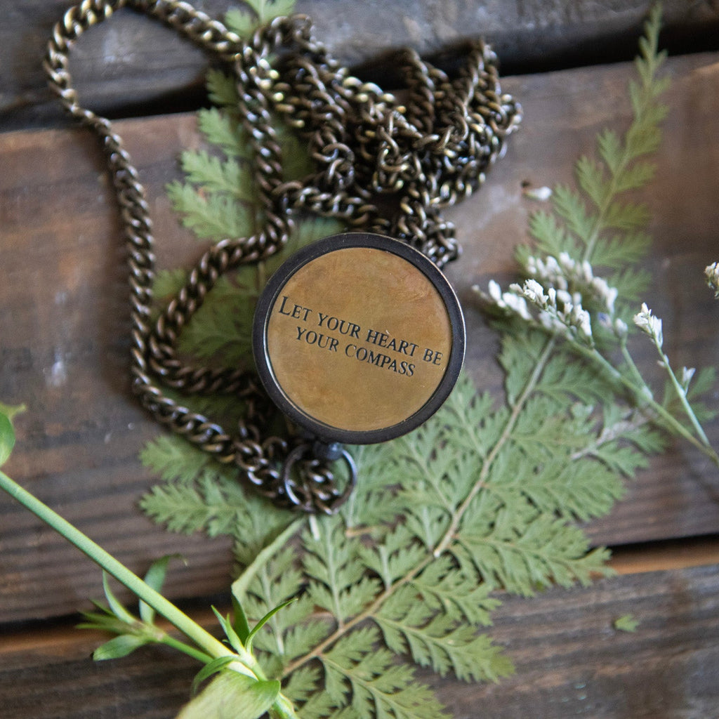 ***Let Your Heart Be Your Compass with Leather Pouch