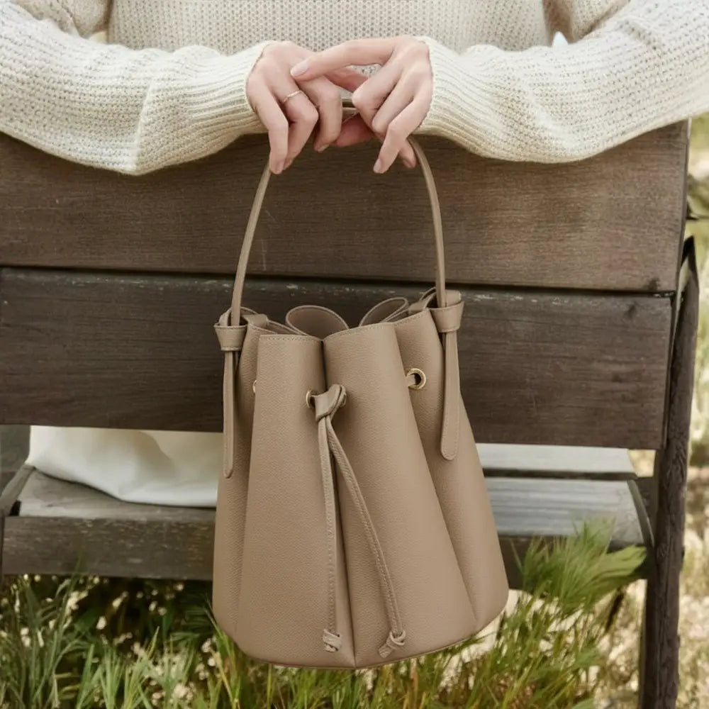 Laguna Taupe Recycled Leather Top Handle Bag