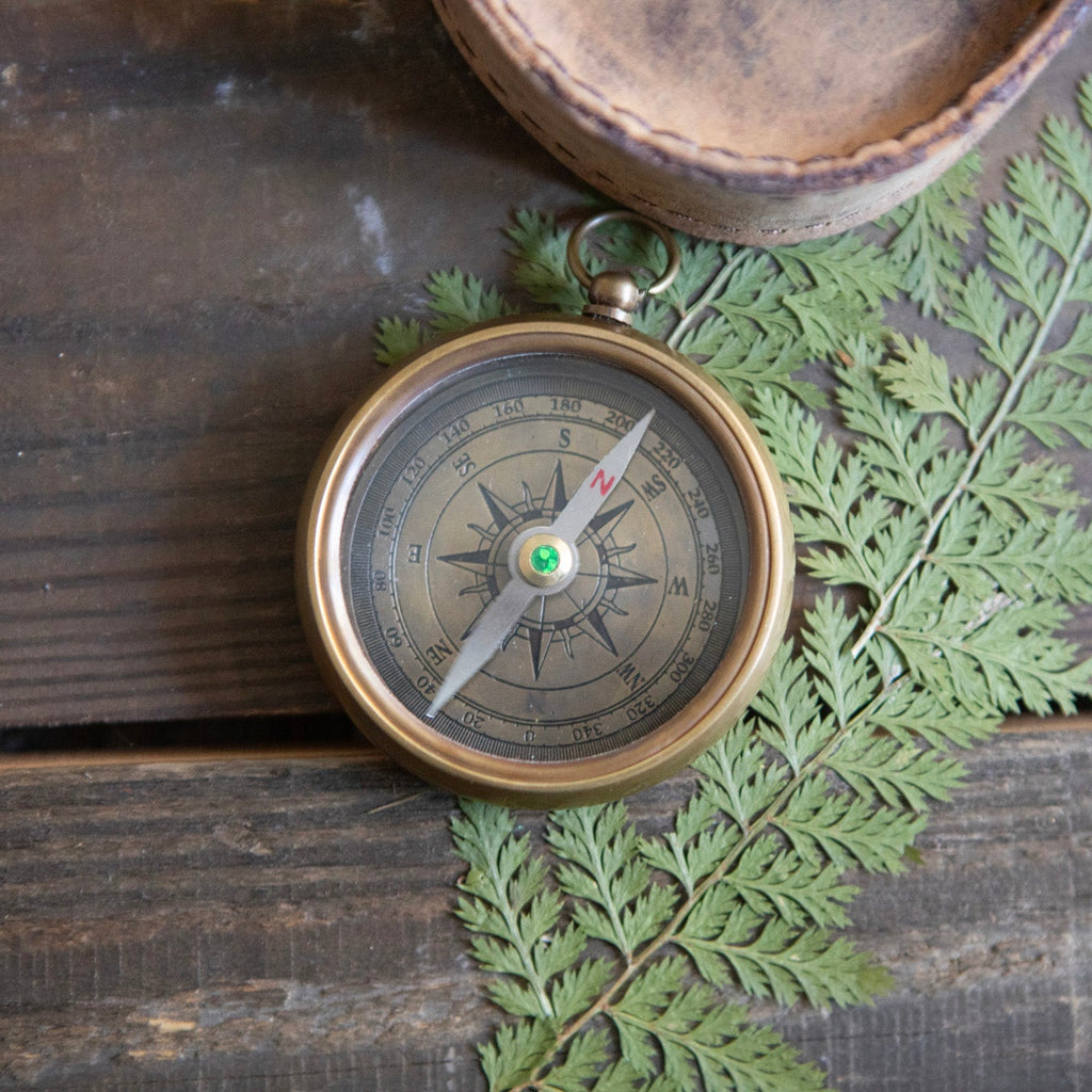 J. Cricket Compass with Leather Pouch