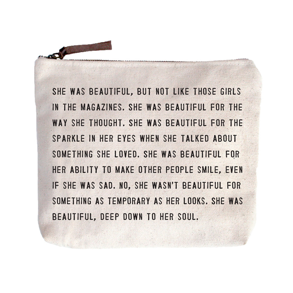 She Was Beautiful Canvas Zip Bag