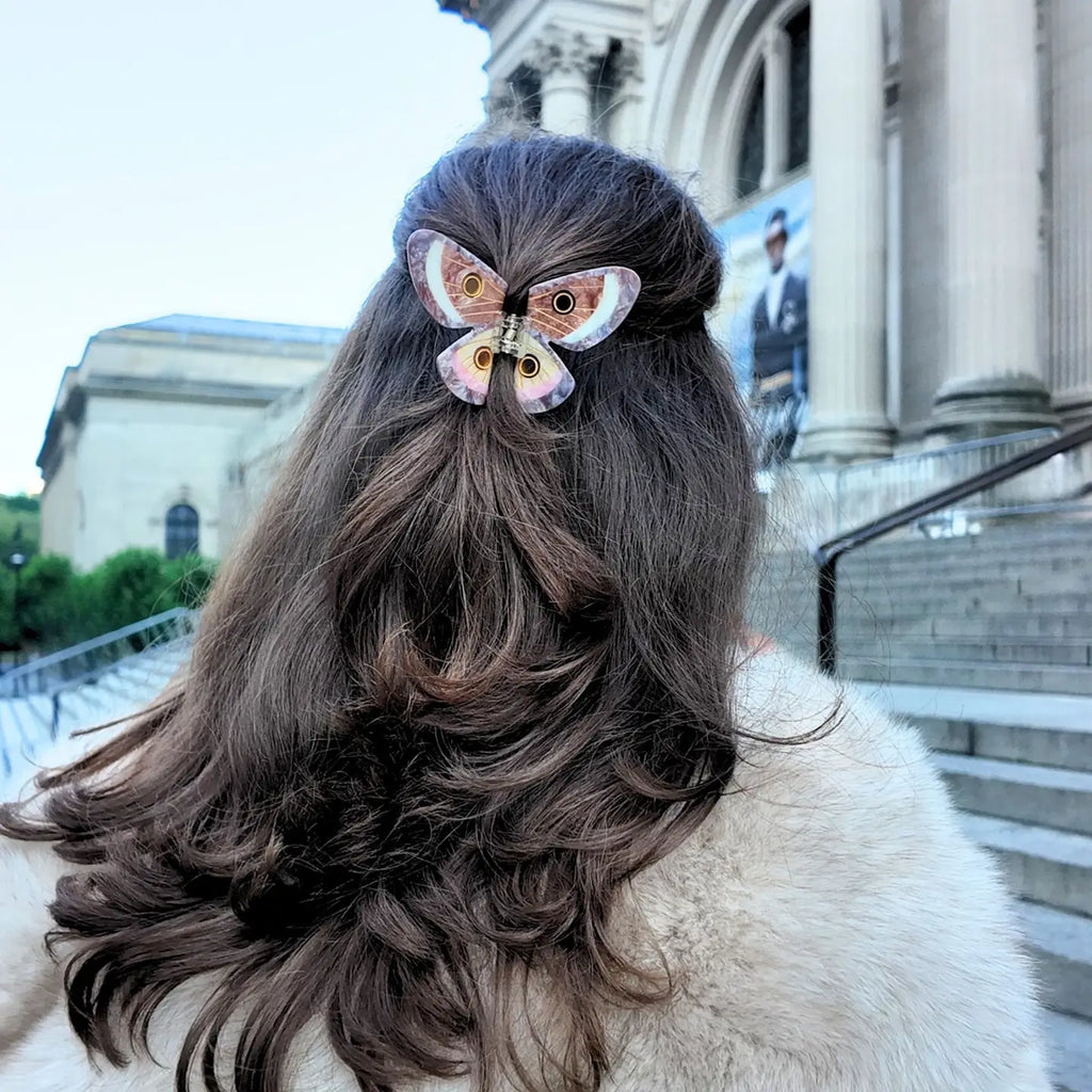 Hand-Painted Emperor Silk Moth Claw Hair Clip