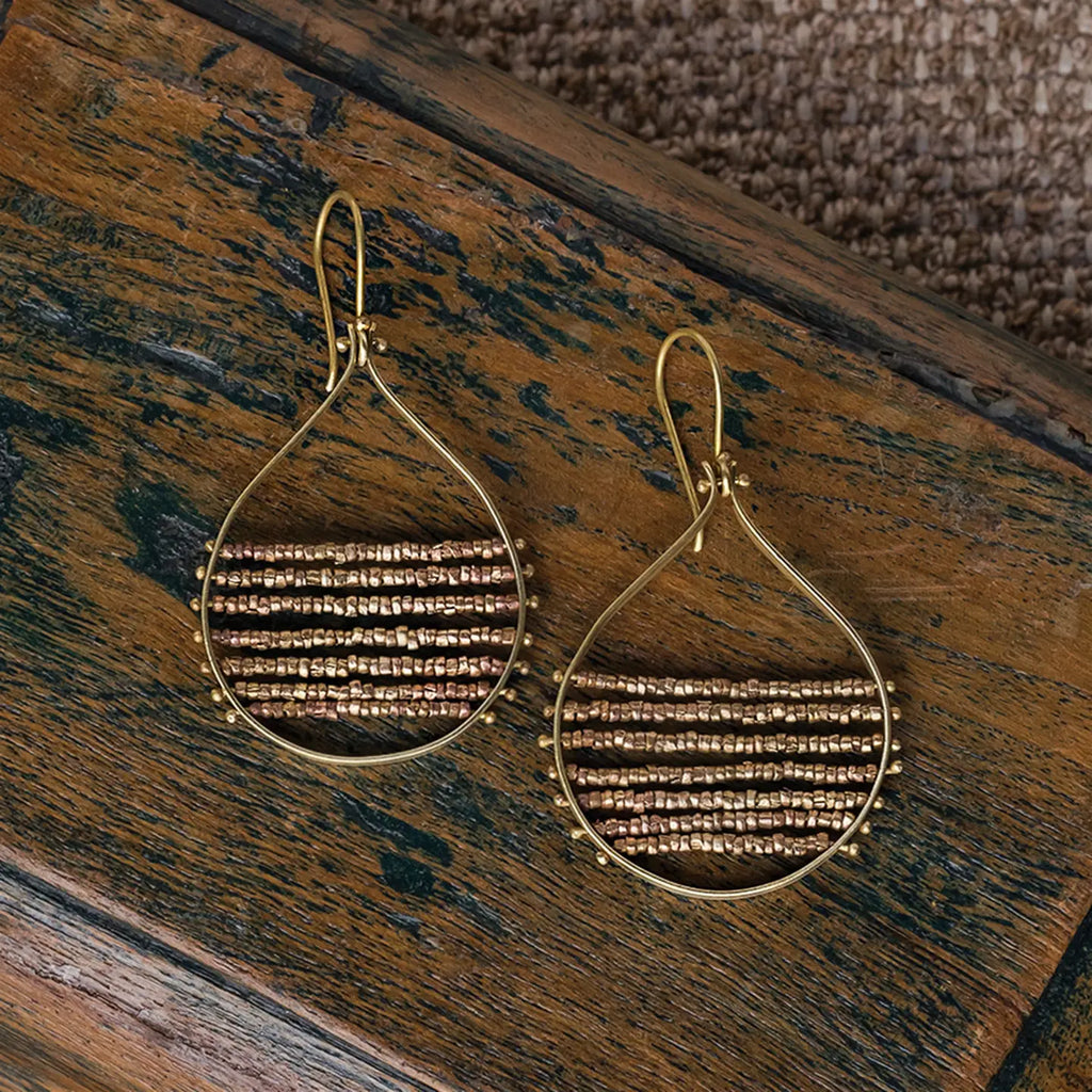 Mela Beaded Earrings, Brass