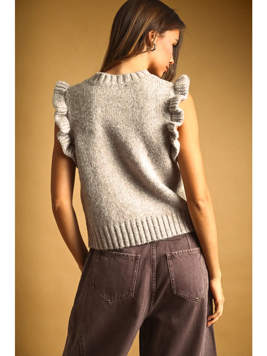 Ruffle Sleeve Sweater Top
