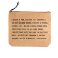 I Believe In Pink Canvas Zip Bag- Blush