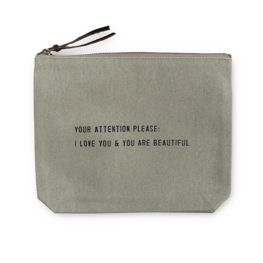 Sage Canvas Zip Bag