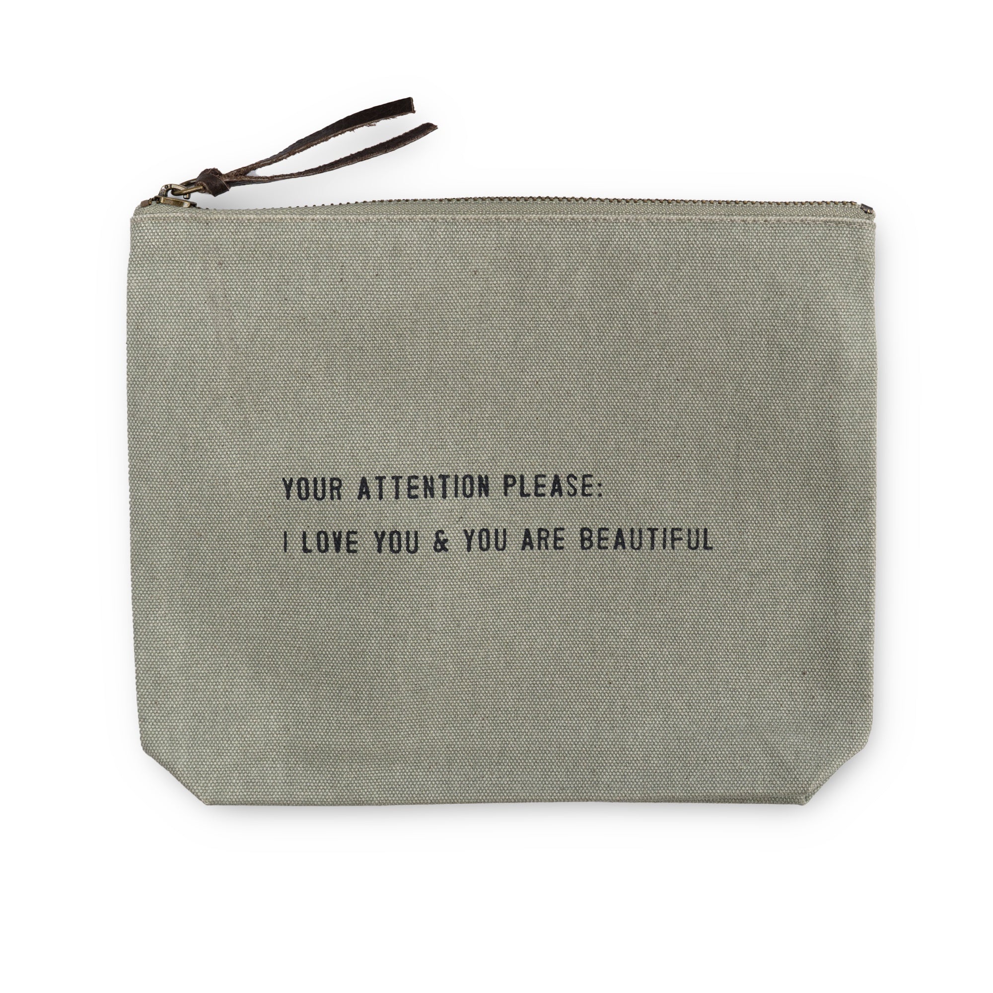 Sage Canvas Zip Bag