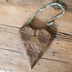 Kantha Hanging Carved Wooden Heart