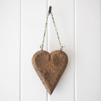 Kantha Hanging Carved Wooden Heart