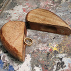 Wooden Heart Shape Magnetic Ring Box  5"