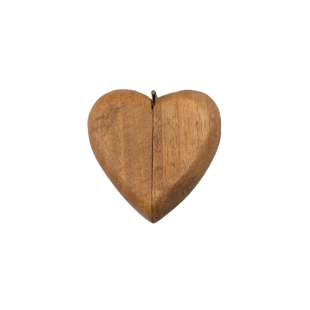 Wooden Heart Shape Magnetic Ring Box  3"