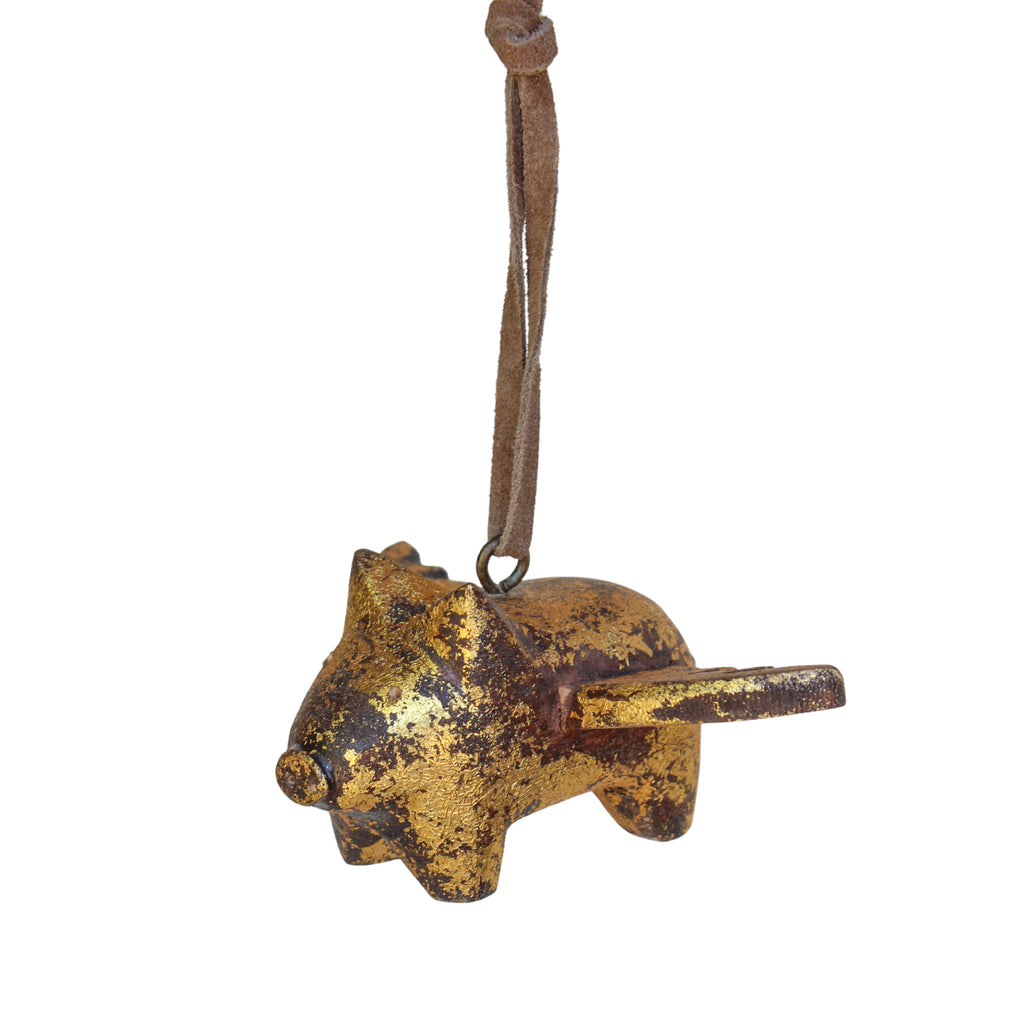 Hand-carved Flying Pig Ornament