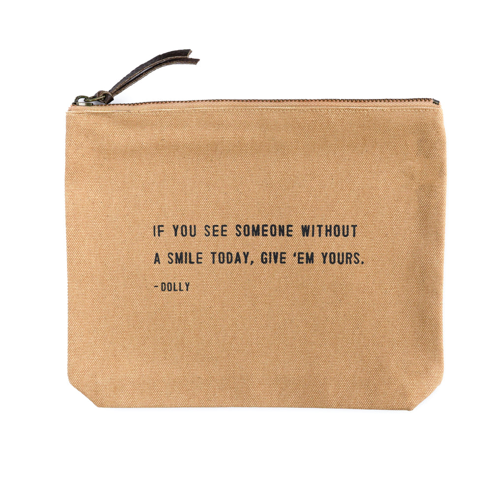 If You See Someone Without A Smile  Canvas Zip Bag- Blush