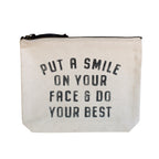 Put A Smile Canvas Zip Bag - Cream