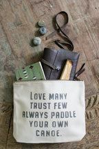 Love Many Canvas Zip Bag - Cream