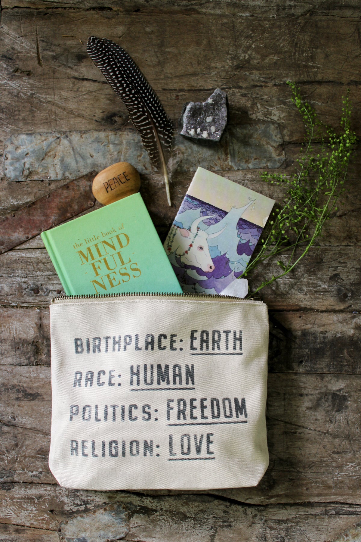 Birthplace Canvas Zip Bag - Cream