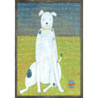 White Boy Dog Art Print - Grey Wood