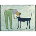 Man with Dog Art Print  (Grey Wood)