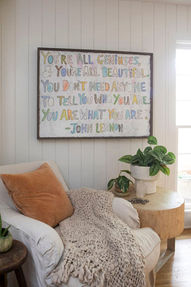 You're All Geniuses Art Print - Grey Wood