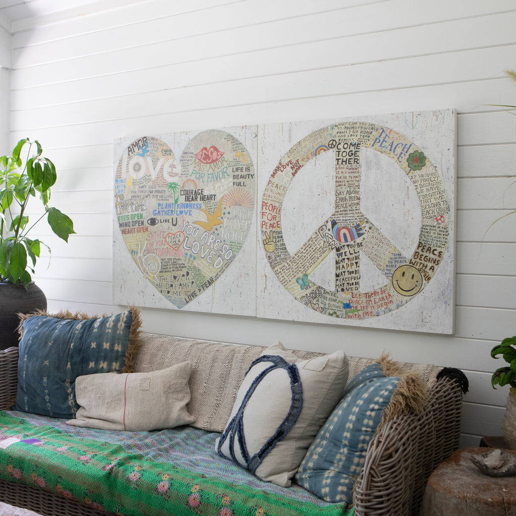 Choose Peace Art Print in White - Grey Wood