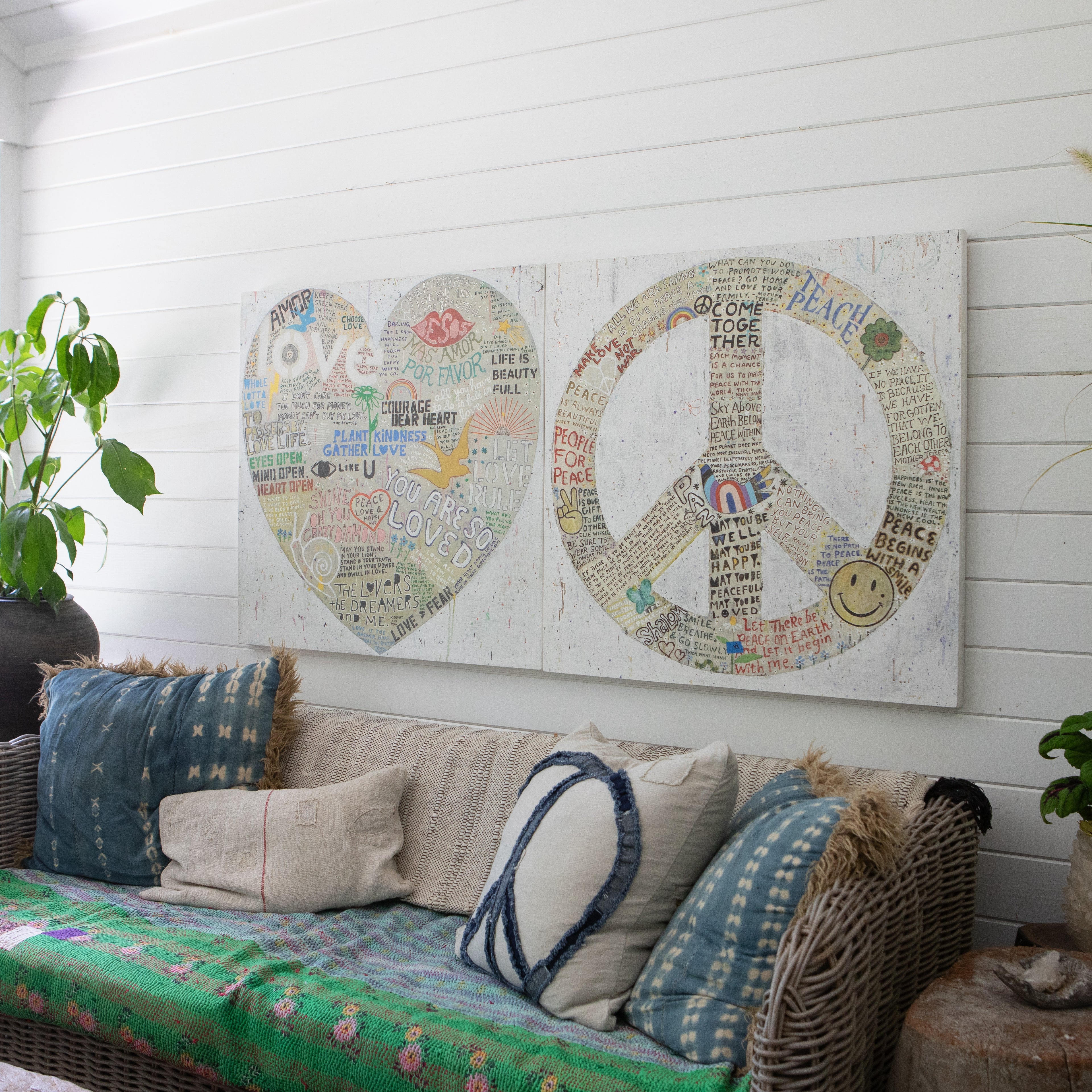 Choose Peace Art Print in White - Grey Wood
