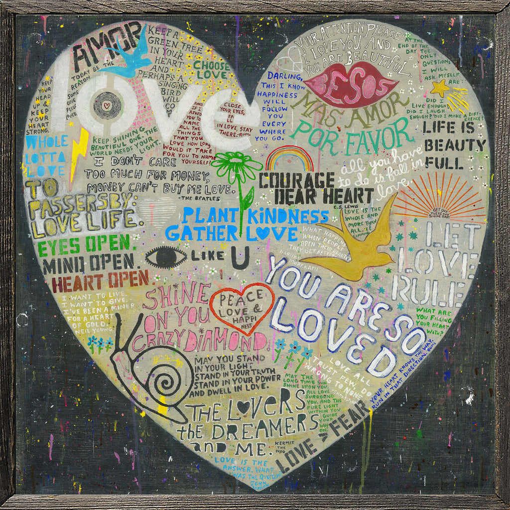 Choose Love  Art Print in Black - Grey Wood