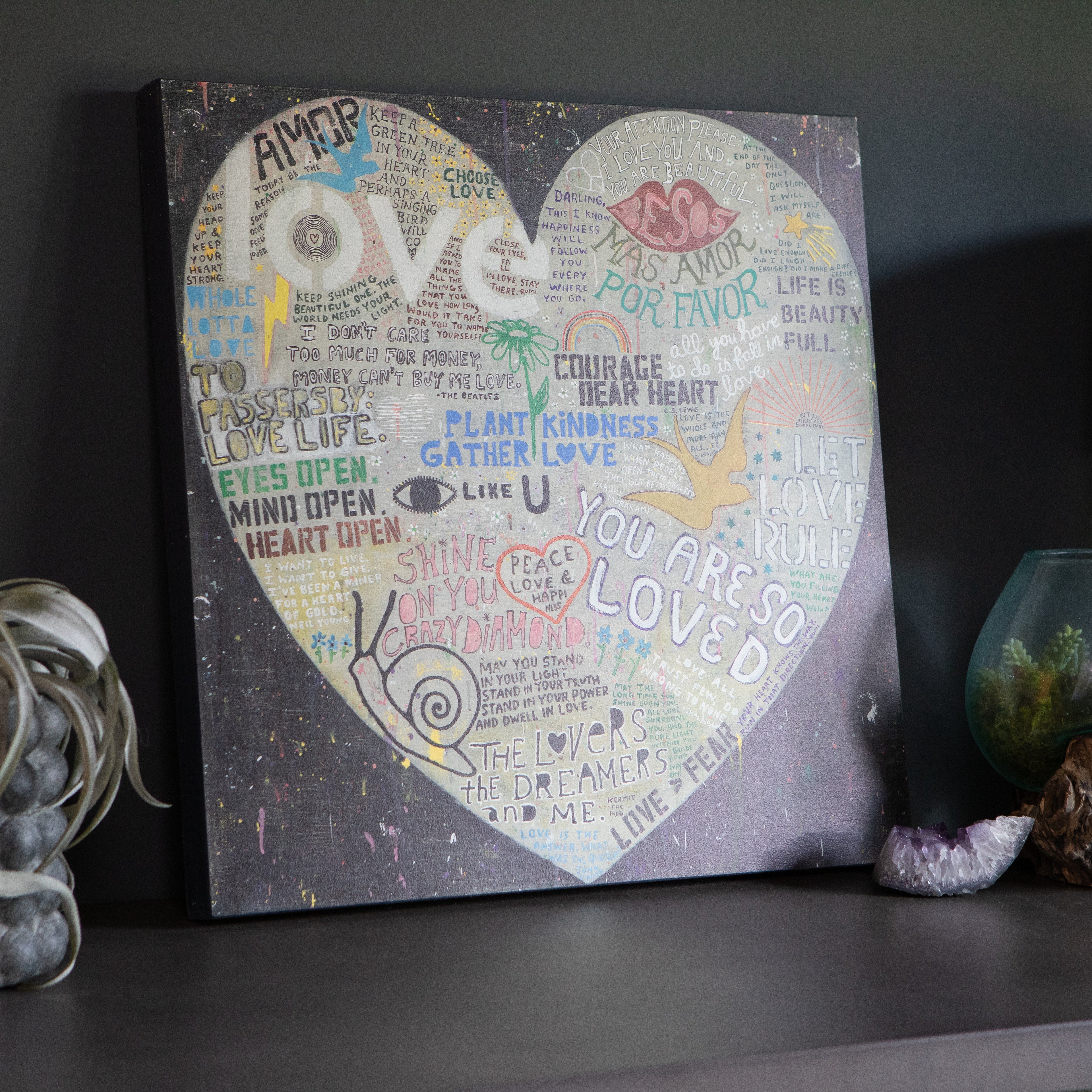 Choose Love  Art Print in Black - Grey Wood