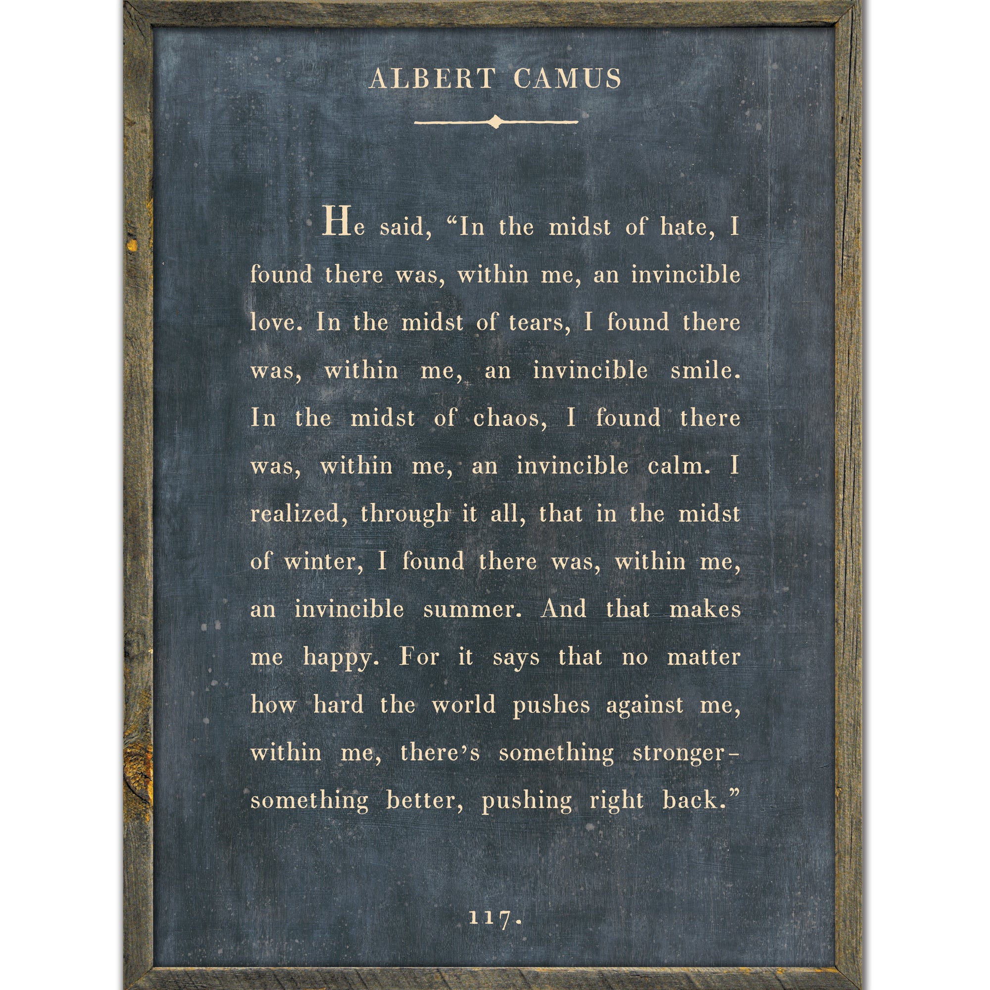 Albert Camus Art Print (Grey Wood)