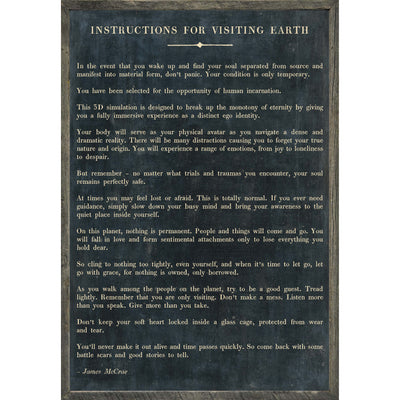 Instructions For Visiting Earth Art Print