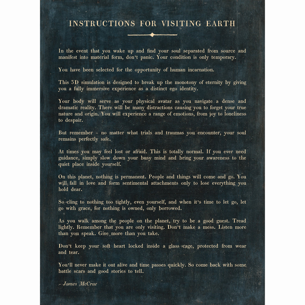 Instructions Before Visiting Earth Art Print - Gallery Wrap
