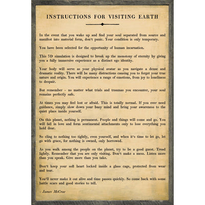 Instructions For Visiting Earth Art Print