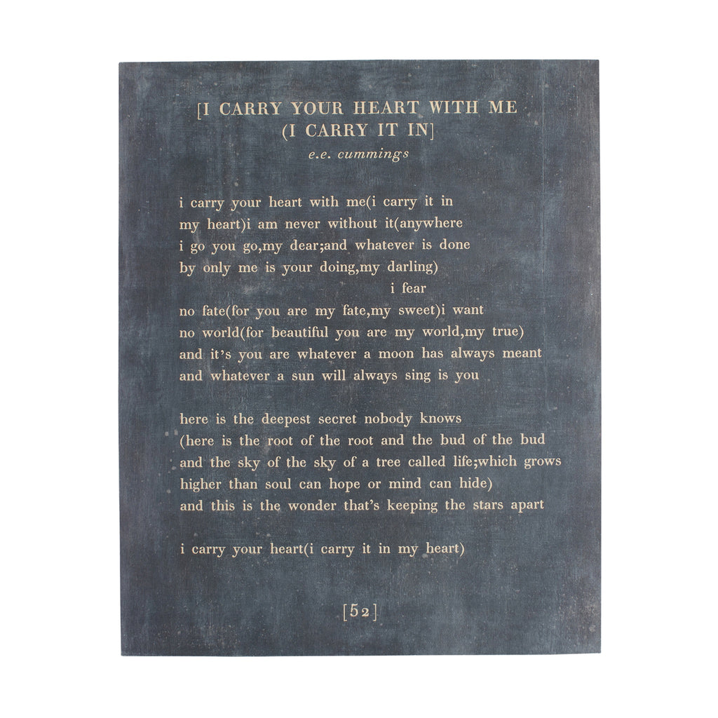 I Carry Your Heart (E.E. Cummings) Book Collection Art Poster