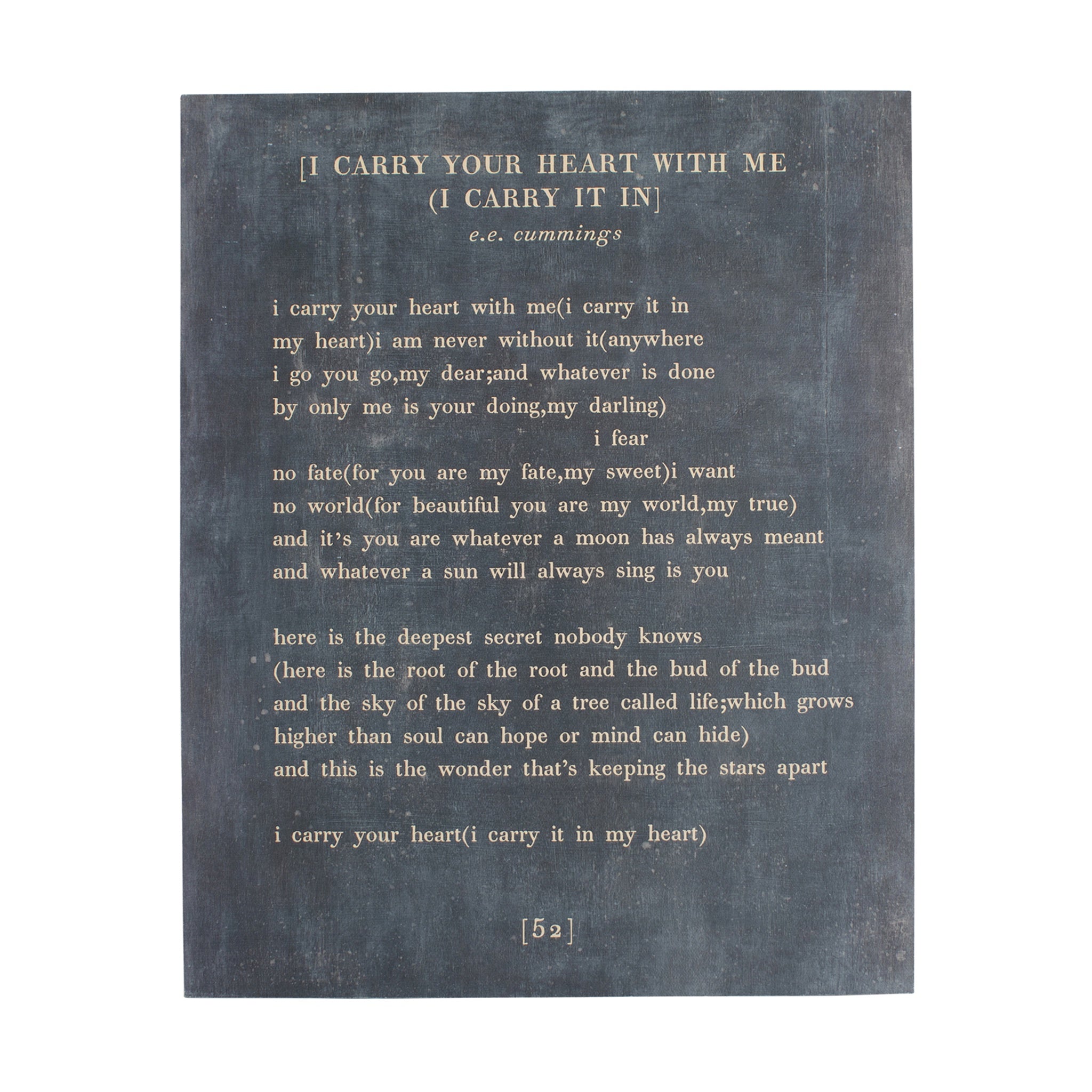 I Carry Your Heart (E.E. Cummings) Book Collection Art Poster