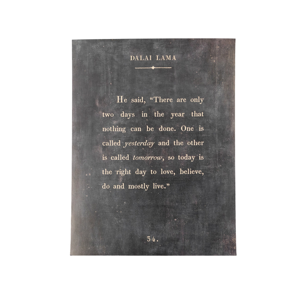Dalai Lama Book Collection Art Poster in Charcoal - 12" x 16"