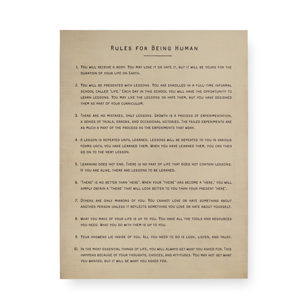 Rules For Being Human Art Poster