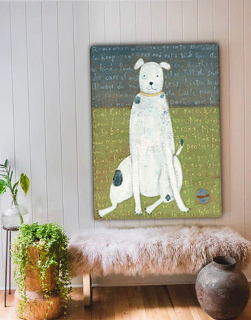 White Boy Dog Art Print - Gallery Wrap