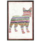 Frenchie with Zig Zags Art Print - Grey Wood