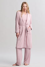 Luxe Milk Jersey® Robe with Piping - Teaberry