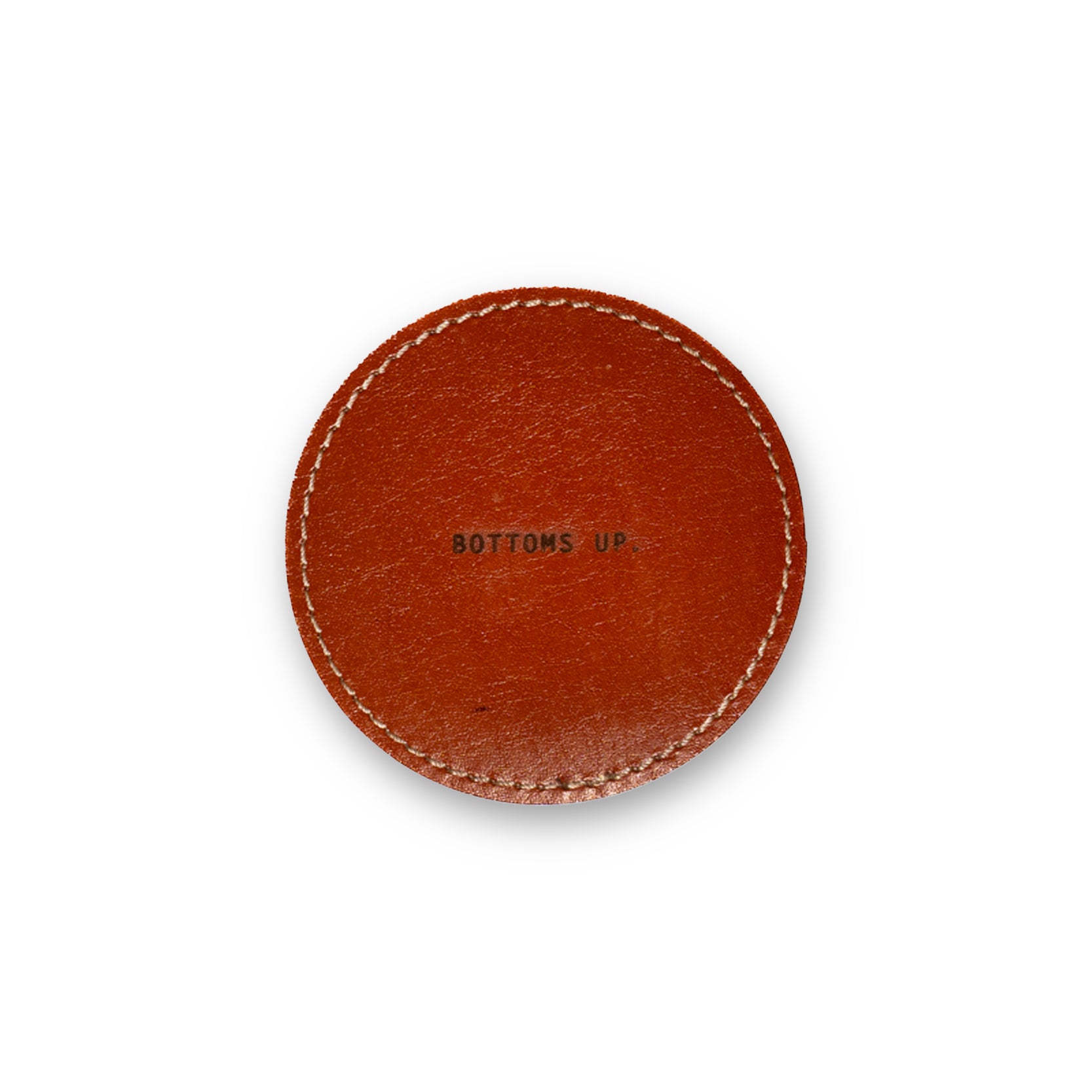 Bottoms Up Leather Coaster in Auburn - Set of 4