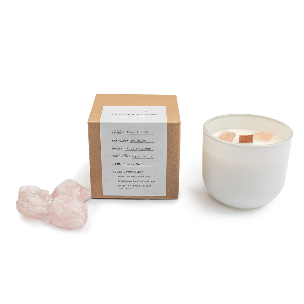 Rose Quartz Crystal Candle - 11oz