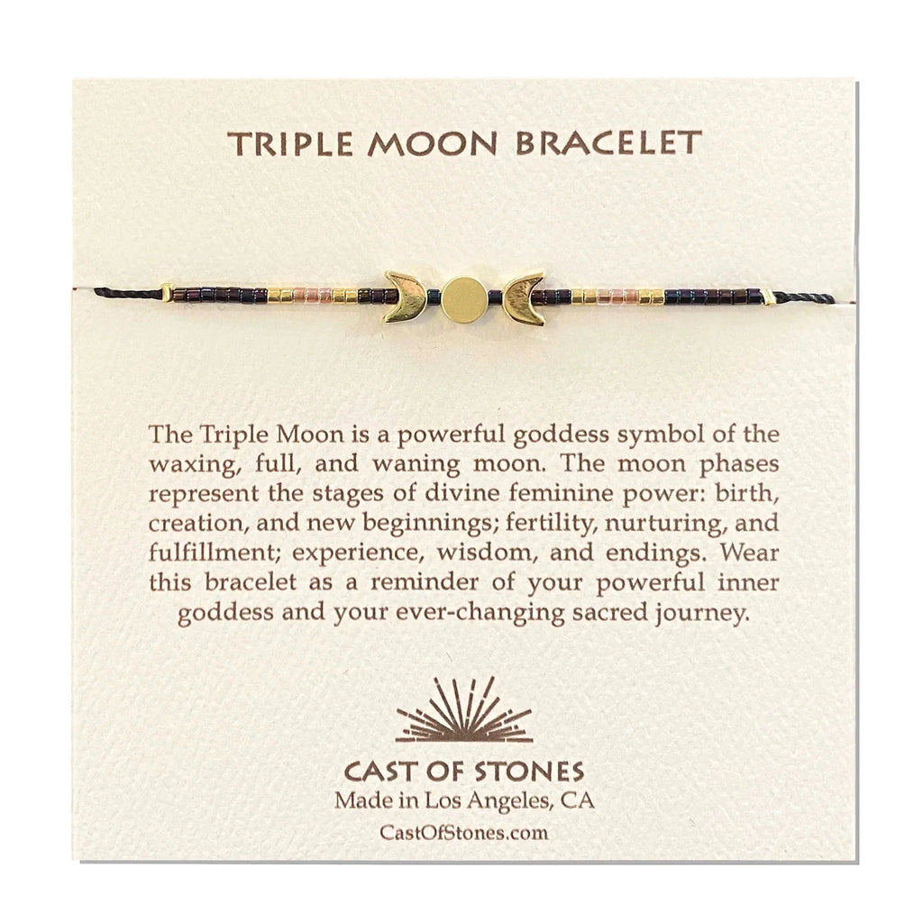 Triple Moon Bracelet - Deep Purple / Gold