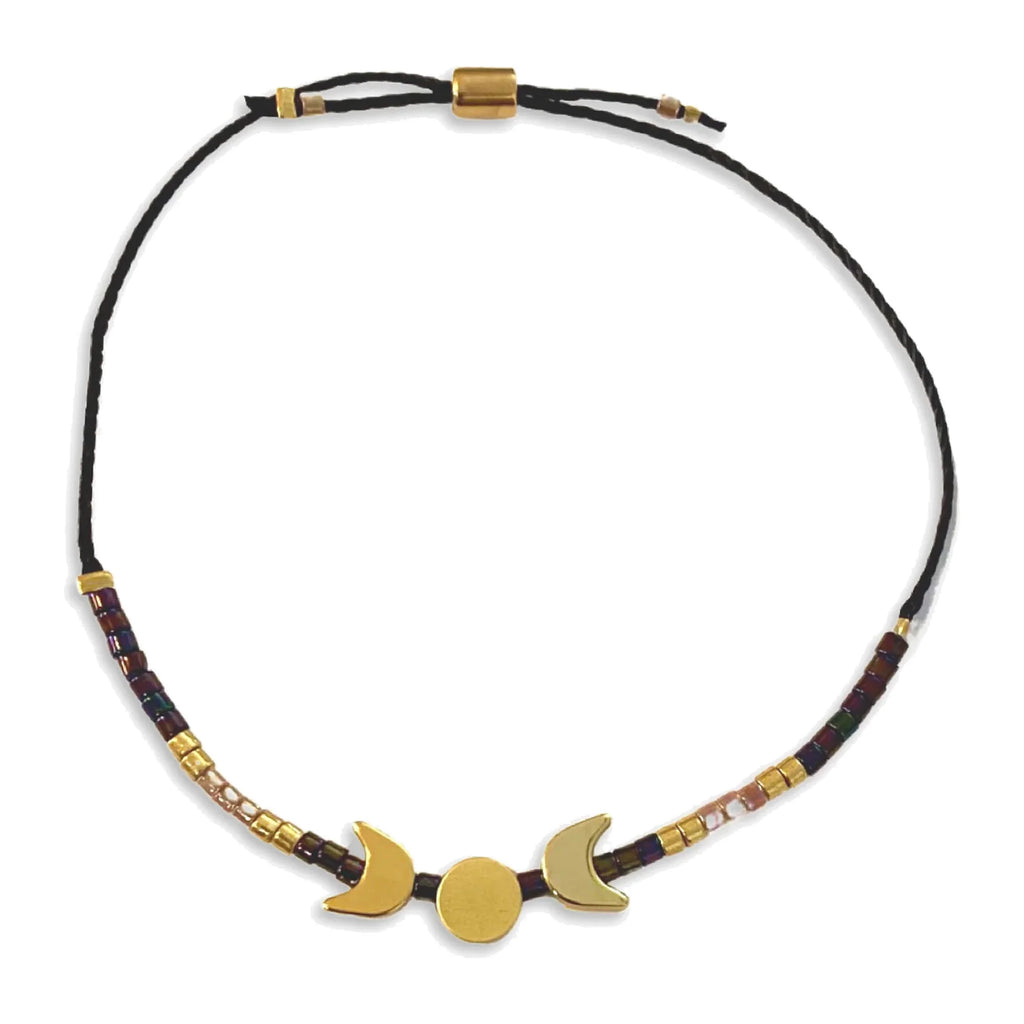 Triple Moon Bracelet - Deep Purple / Gold