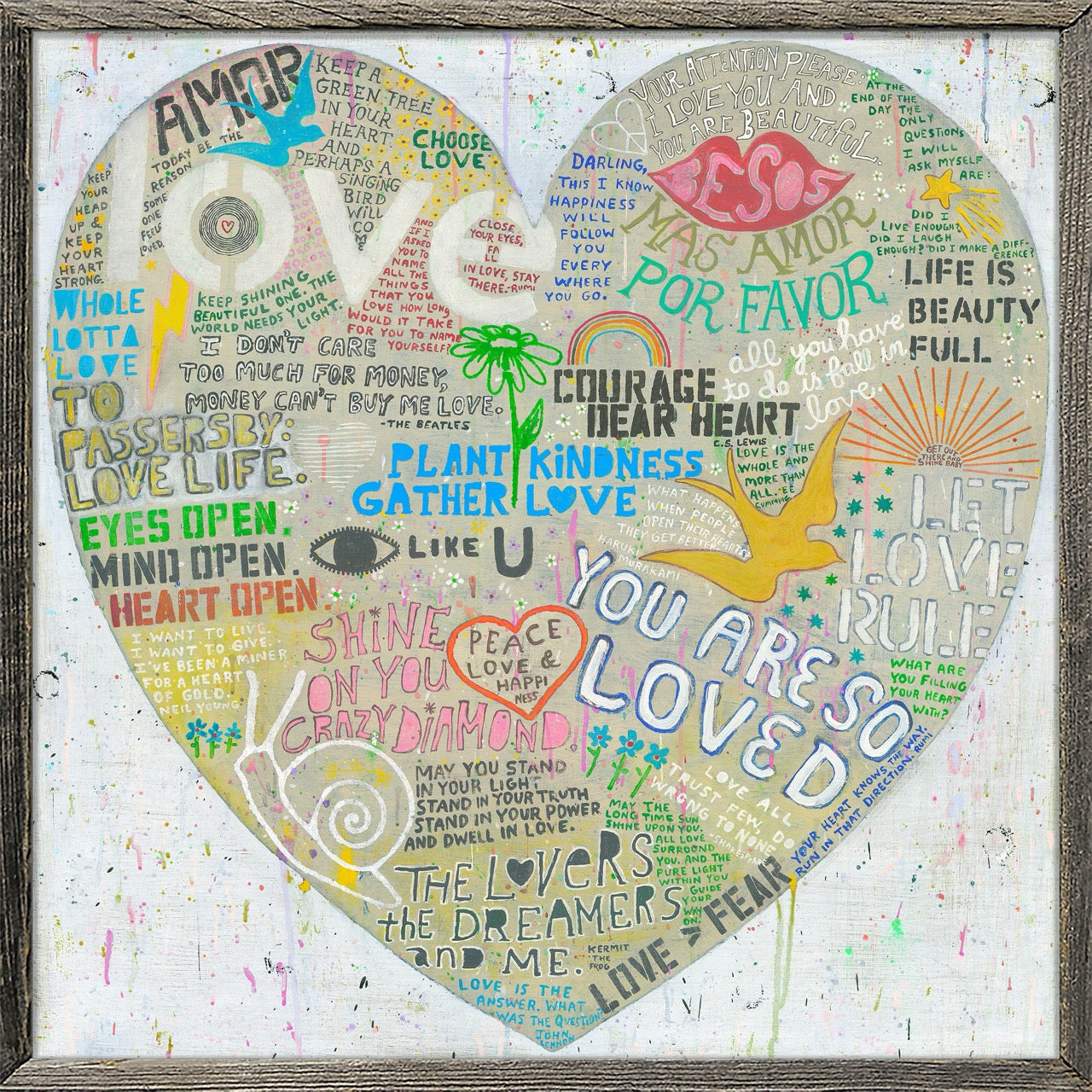 Choose Love Art Print in White (Grey Wood)
