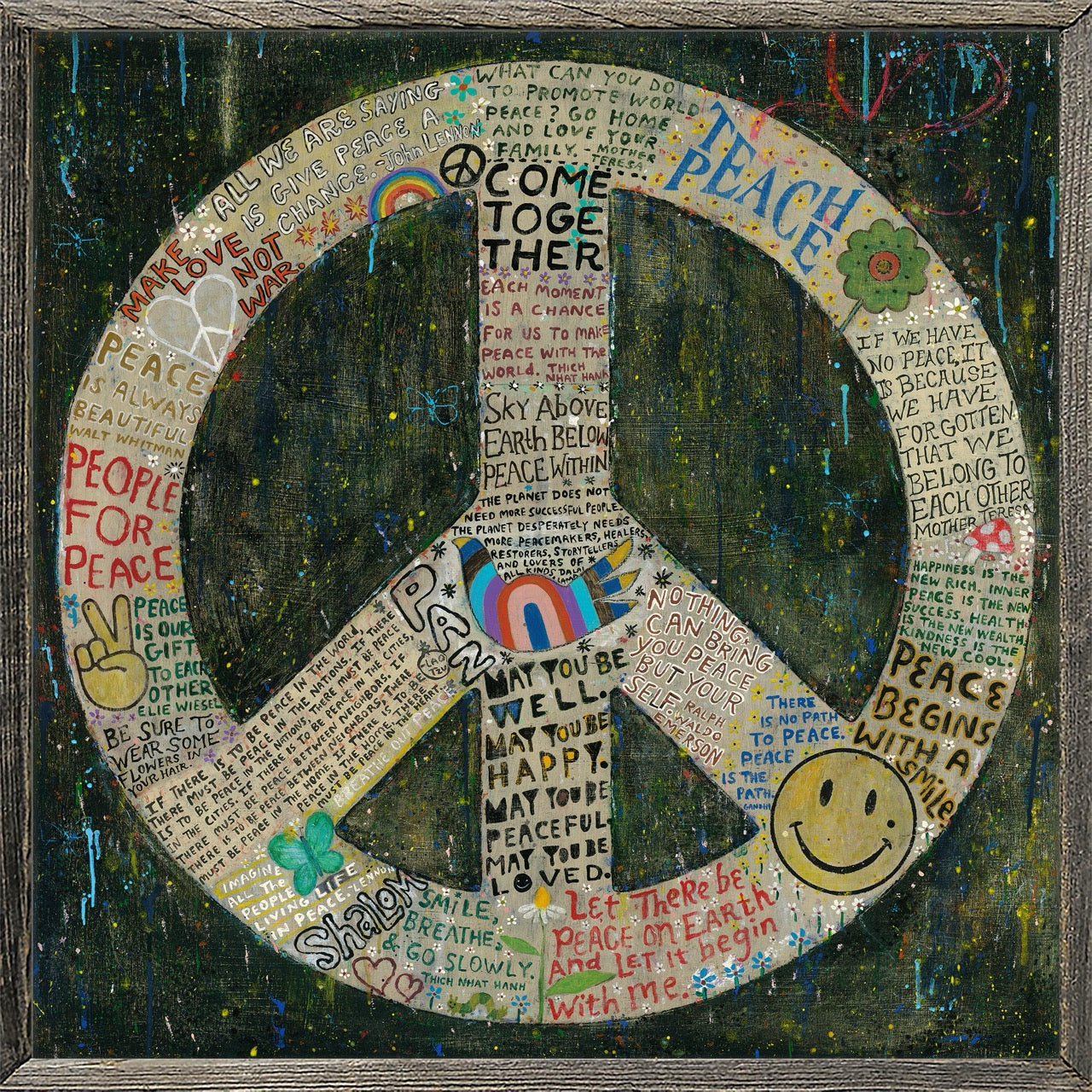 Choose Peace Art Print in Black (Grey Wood)
