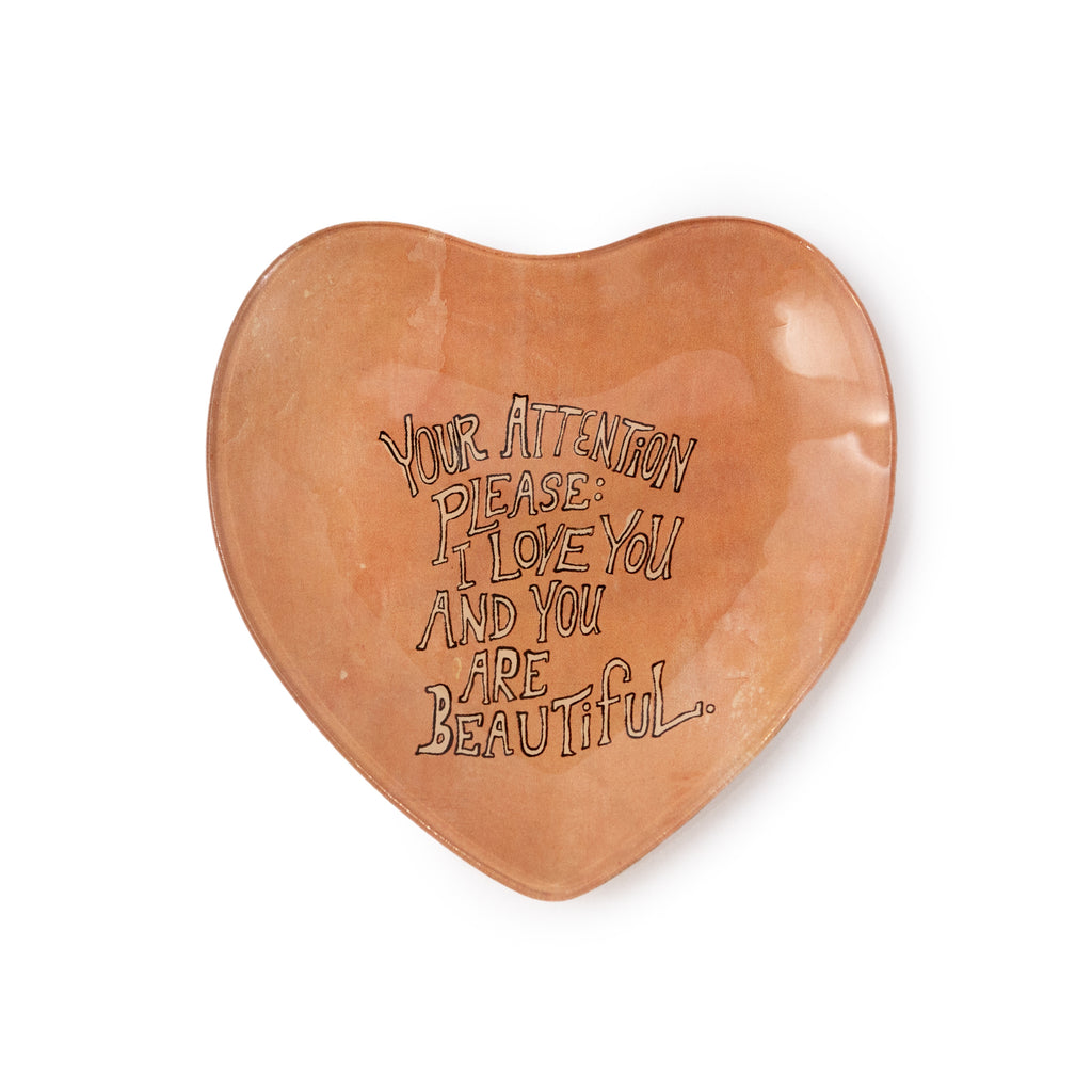 Your Attention Please Heart Decoupage Plate