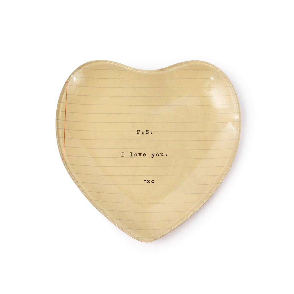 PS I Love You Heart Decoupage Plate