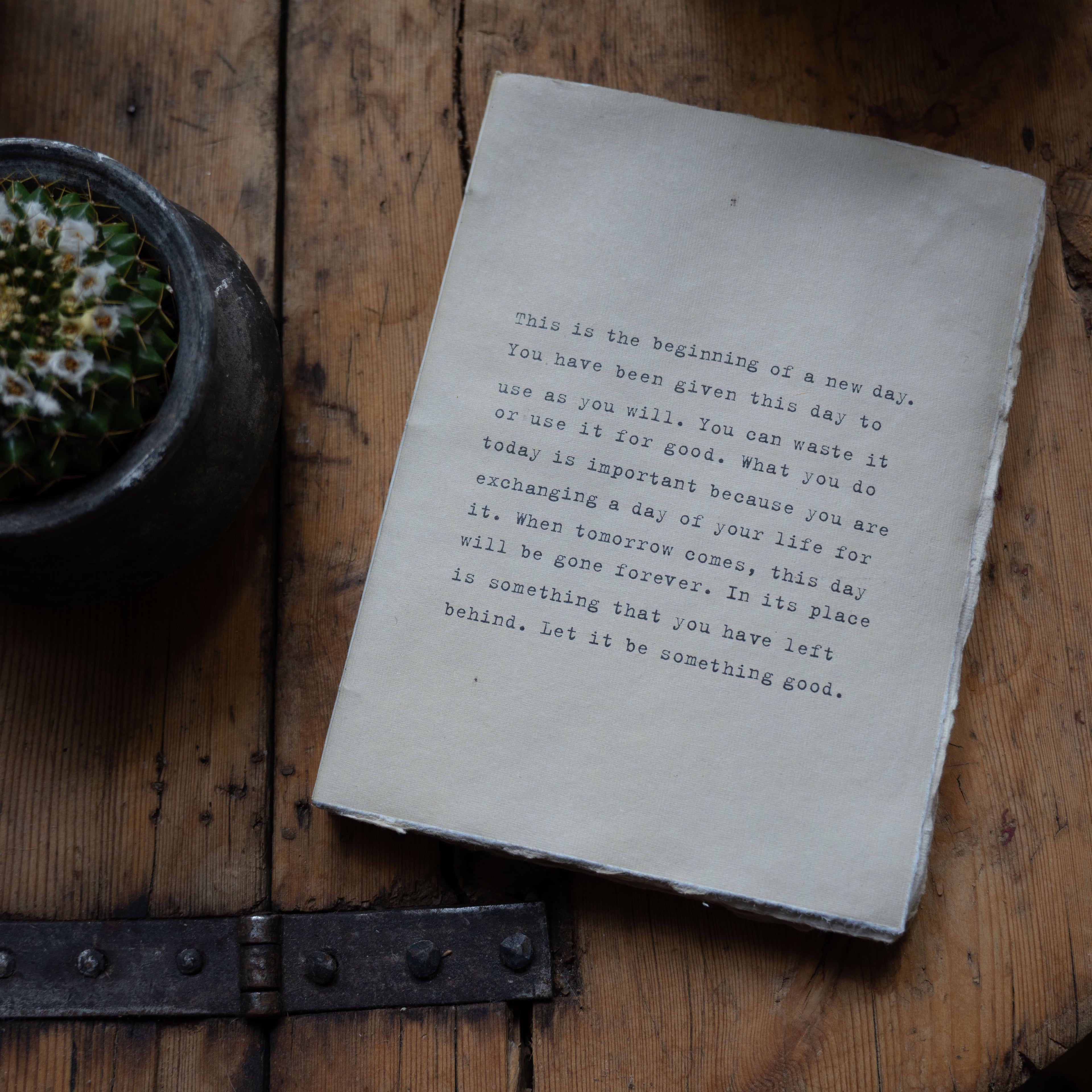 Large This Is The Beginning Deckled Edge Notebook 6"x8" - Sand