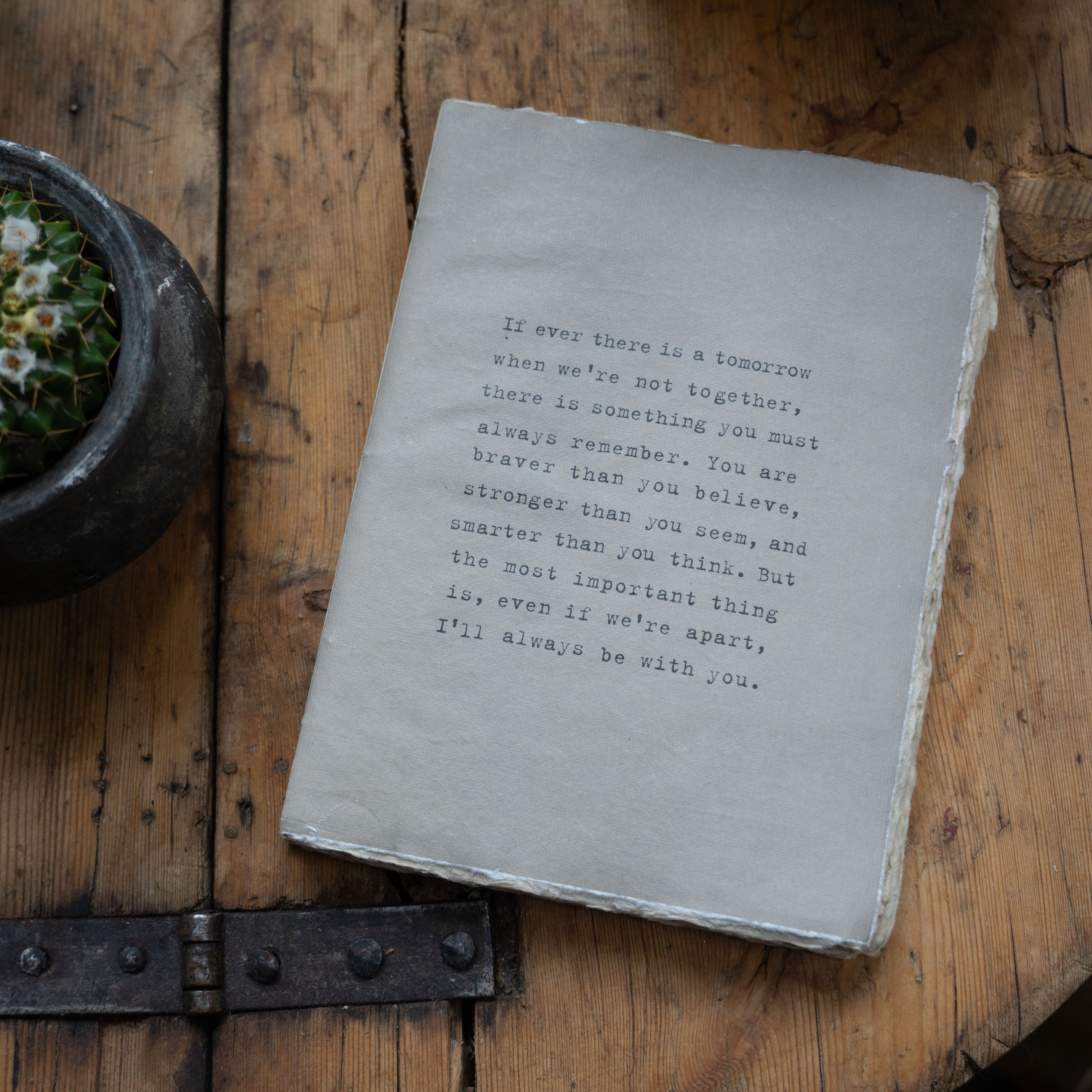 Large If Ever There Is A Tomorrow (A.A. Milne) Deckled Edge Notebook 6"x8" - Sage