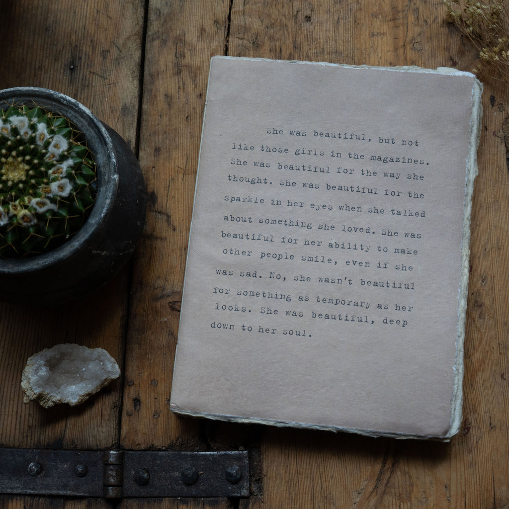 She Was Beautiful Large Deckled Edge Notebook - Clay