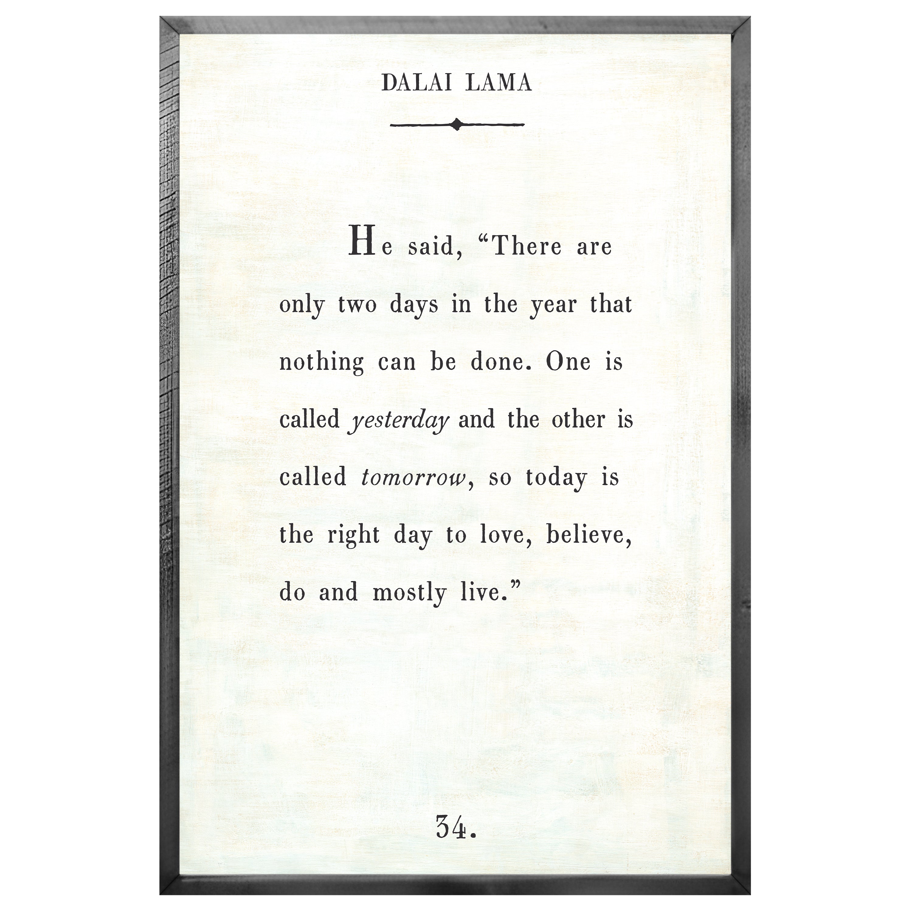 Dalai Lama - Book Collection (Grey Wood) - Art Print