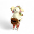 White Mouse with Fanny Pack & Rainbow Hat Ornament - City Mice Collection